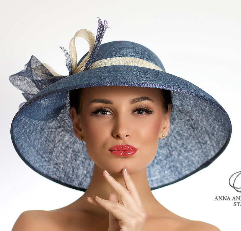 Шляпа, шляпа с полями, синяя шляпа, шляпа с вуалью, широкополая шляпа, летняя шляпа, шляпа для скачек, шляпа с вуалью, шляпа с бантом, вечерняя шляпа, красивая шляпа, дизайнерская шляпа, Анна Андриенко, головные уборы, купитиь шляпу, купить шляпу в Питере, купить шляпу Спб, Anna Andrienko, hat, hats, millinery