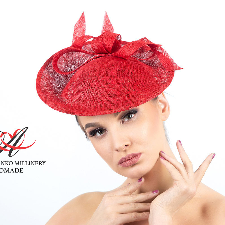 головной убор Красная вечерняя шляпка  для скачек фламенко