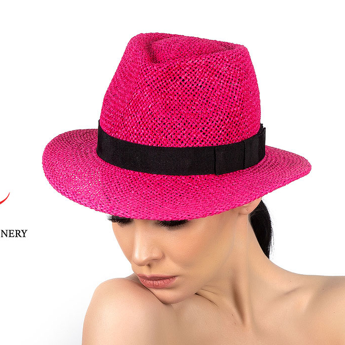 Летняя женская шляпа федора фуксия, Анна Андриенко, купить летнюю шляпу в Москве, купить летнюю шляпу Спб