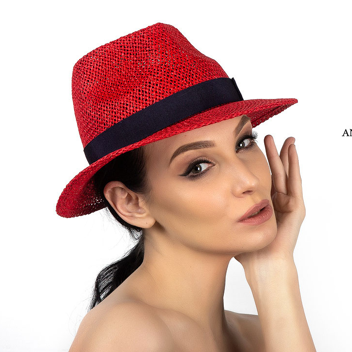 Летняя женская шляпа федора красная, Анна Андриенко, купить летнюю шляпу в Москве, купить летнюю шляпу Спб
