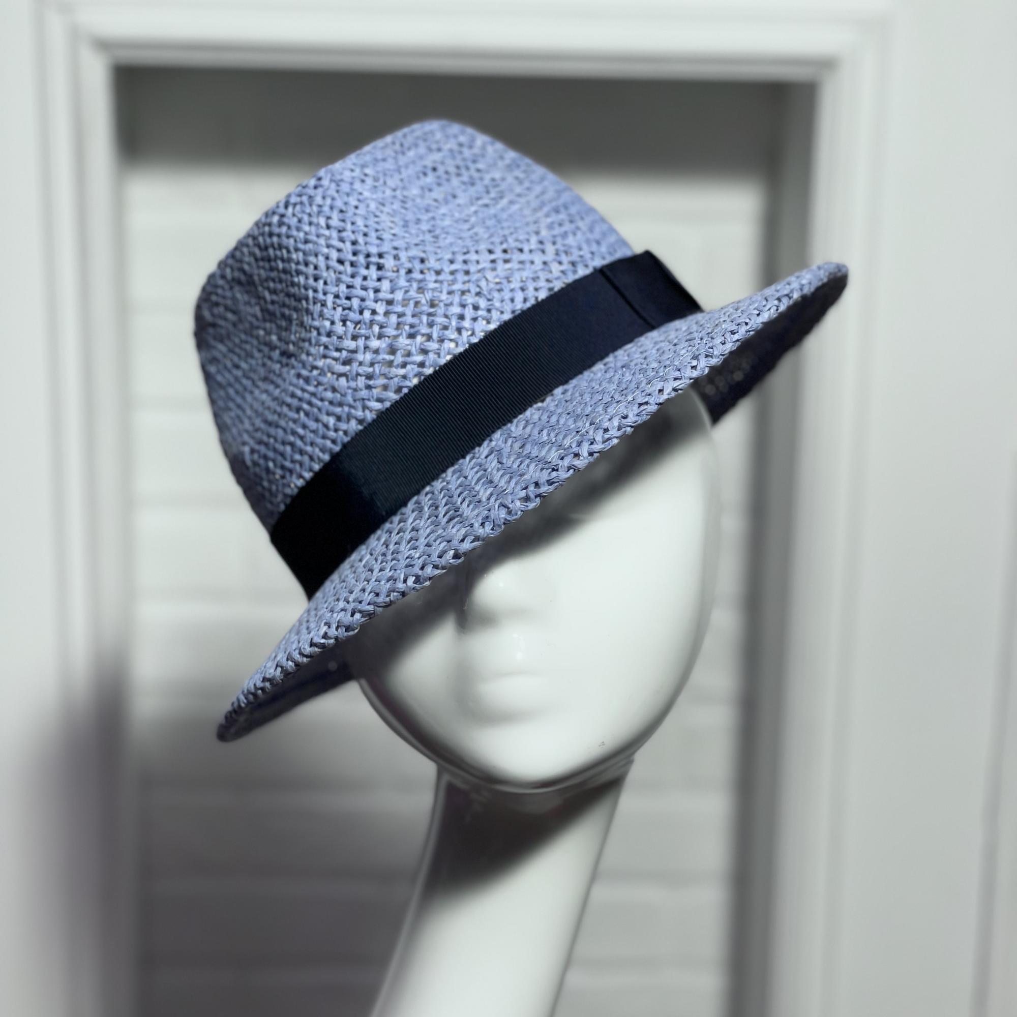 Летняя женская шляпа федора голубая, Анна Андриенко, купить летнюю шляпу в Москве, купить летнюю шляпу Спб