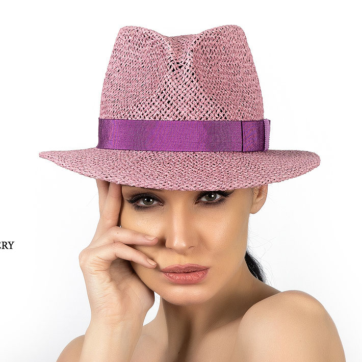 Летняя женская шляпа федора сиреневая купить в Москве, шляпки Анна Андриенко СПб