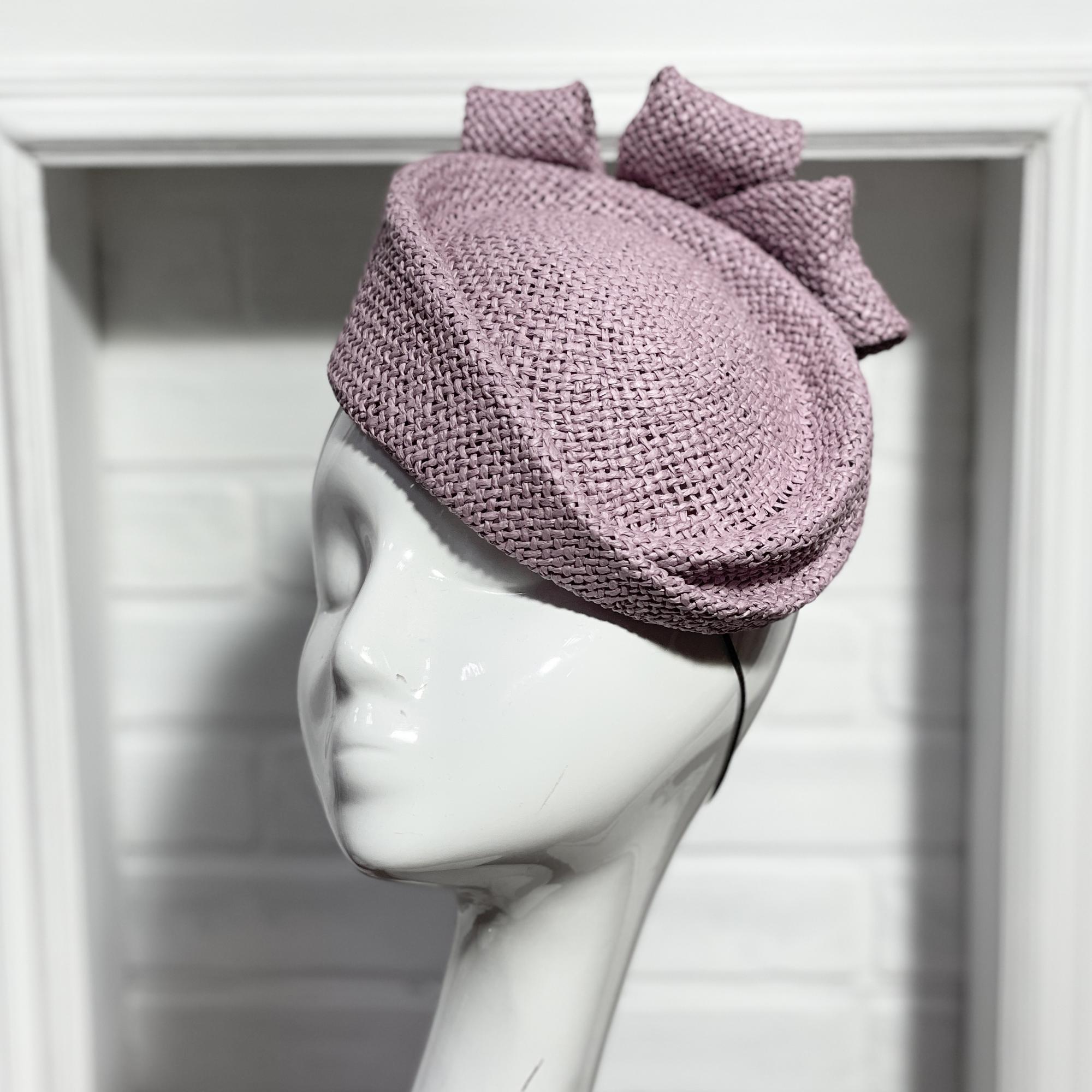Женская летняя шляпка таблетка лиловая, купить шляпку в Москве, головные уборы Анна Андриенко