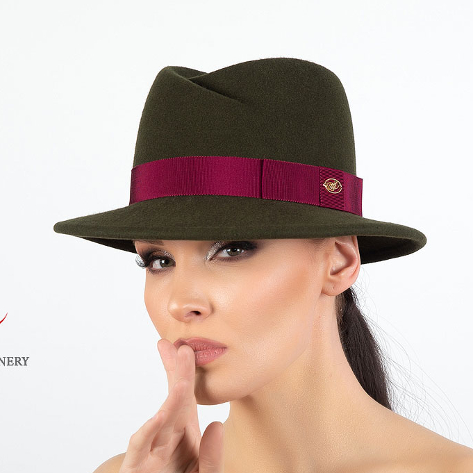 фетровая шляпа, шляпа из фетра, купить шляпу, классическая шляпа, Анна Андриенко, женская шляпа, осенняя шляпа, шляпа цвета хаки, зимняя шляпа, весенняя шляпа, шляпа с полями