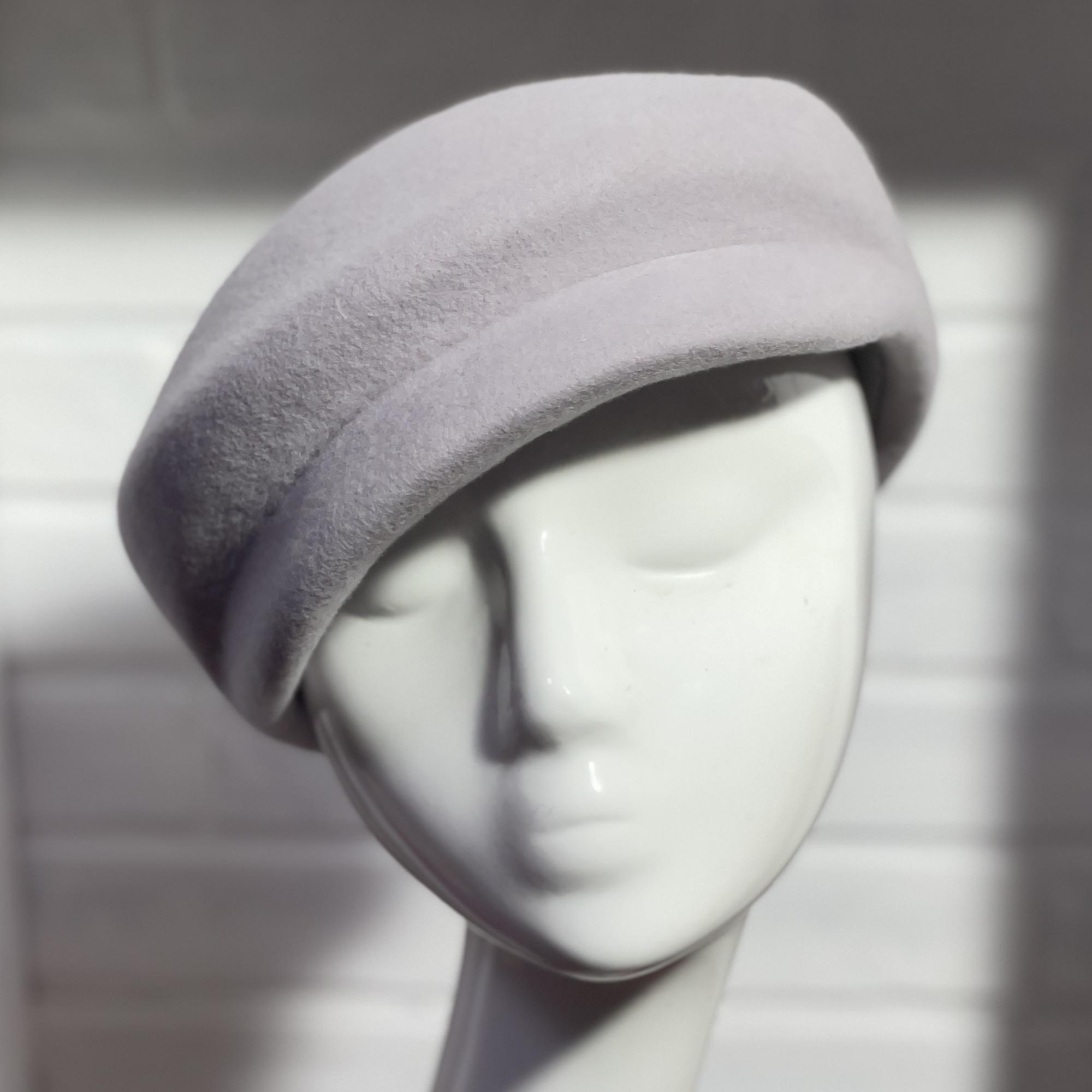 Кепка женская светло-серая, шляпка из фетра с козырьком, дизайнерские головные уборы Анна Андриенко