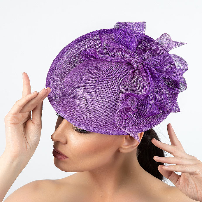 головной убор сиреневая вечерняя шляпка  для скачек