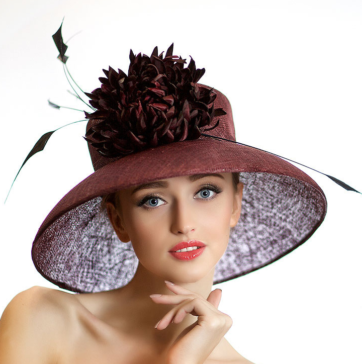 шляпа, купить шляпу, шляпа для скачек, широкополая шляпа, шляпа с цветами, шляпа с перьями, бордовая шляпа, шляпа для свадьбы, шляпа для праздника, шляпа для фотосессии, дизайнерская шляпа, Анна Андриенко