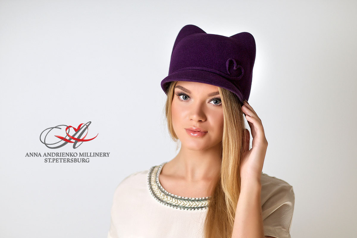 Anna Andrienko, Hat, Hats, handmade, millinery, Анна Андриенко, ручная работа, кепка, кепка из фетра, черная кепка, теплая кепка, купить кепку, осенняя кепка, зимняя кепка, весенняя кепка, шляпка, жокейка, шляпка с козырьком, шляпка из фетра , черная шляпка, осенняя шляпка, зимняя шляпка, весенняя шляпка, кепка с ушками, кепка кошка, кошка, Шляпка с ушками, стильная шляпка, модная шляпка, стильная кепка, женская кепка, Модная кепка