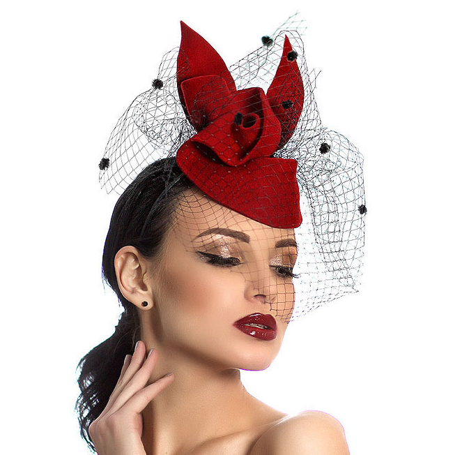 бордовая шляпка, вечерняя шляпка, шляпка для скачек, шляпка с вуалью, купить шляпку, шляпка для свадьбы, шляпка для праздника, шляпка для фотосессии, купить шляпку, дизайнерская шляпка, Анна Андриенко
