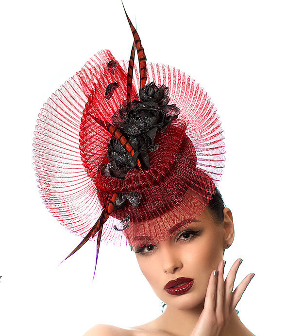 бордовая шляпка, вечерняя шляпка, шляпка, шляпка для скачек, шляпка для праздника, шляпка для свадьбы, шляпка для фотосессии, дизайнерская шляпка, Анна Андриенко, купить шляпку, шляпка для скачек