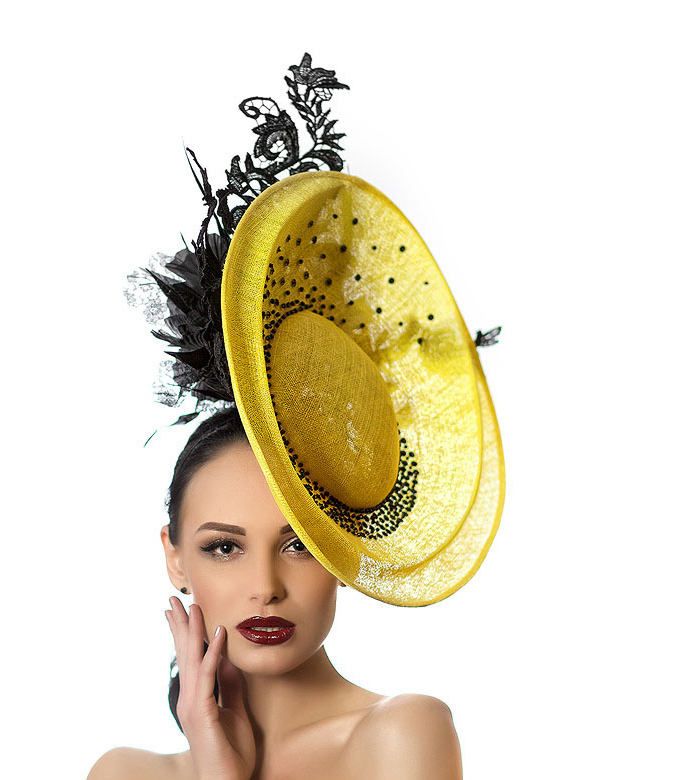 Шляпа, шляпа с полями, яркая шляпа, шляпа с кружевом, широкополая шляпа, летняя шляпа, шляпа для скачек, шляпа с бантом, вечерняя шляпа, красивая шляпа, дизайнерская шляпа, Анна Андриенко, головные уборы, купитиь шляпу, купить шляпу в Питере, купить шляпу Спб, Anna Andrienko, hat, hats, millinery, купить лимонную шляпу из синамей