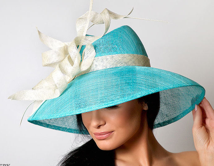 Шляпа, шляпа с полями, бирюзовая шляпа, шляпа с кружевом, широкополая шляпа, летняя шляпа, шляпа для скачек, шляпа с бантом, вечерняя шляпа, красивая шляпа, дизайнерская шляпа, Анна Андриенко, головные уборы, купитиь шляпу, купить шляпу в Питере, купить шляпу Спб, Anna Andrienko, hat, hats, millinery, купить фуксию шляпу из синамей