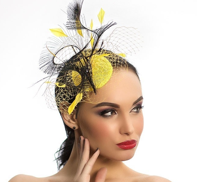 купить желтую шляпку, купить желтую вуалетку, купить вечернюю шляпку, купить вечернюю вуалетку. купить шляпку для скачек, купить шляпку для свадьбы, купить вуалетку для скачек, купить вуалетку для свадьбы, желтая шляпка, Купить шляпку спб, купить вуалетку в питере, Анна Андриенко