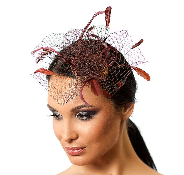 Анна Андриенко, вуалетка, шляпка, Купить шляпку, купить вуалетку, шляпка спб, купить шляпку в Питере, вечерняя вуалетка, вечерняя шляпка, коричневая вуалетка, коричневая шляпка, шляпка с перьями, вуалетка с перьями, шляпка с вуалью, шляпка для скачек, шляпка для праздника, вуалетка для праздника, ручная работа, Anna Andrienko, hat, hats, millinery