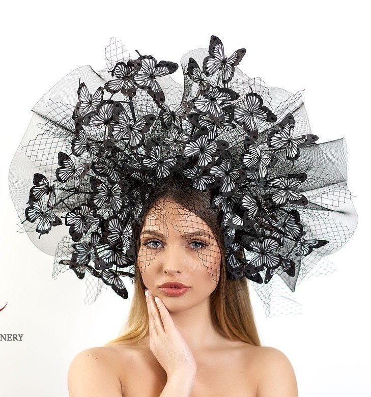 шляпа, вечерняя шляпка, необычная шляпа, шляпа для скачек, бабочки, бабочка, шляпа для фотосессии, шляпа для праздника, шляпа для сцены, кокошник, корона, головной убор, дизайнерская шляпа