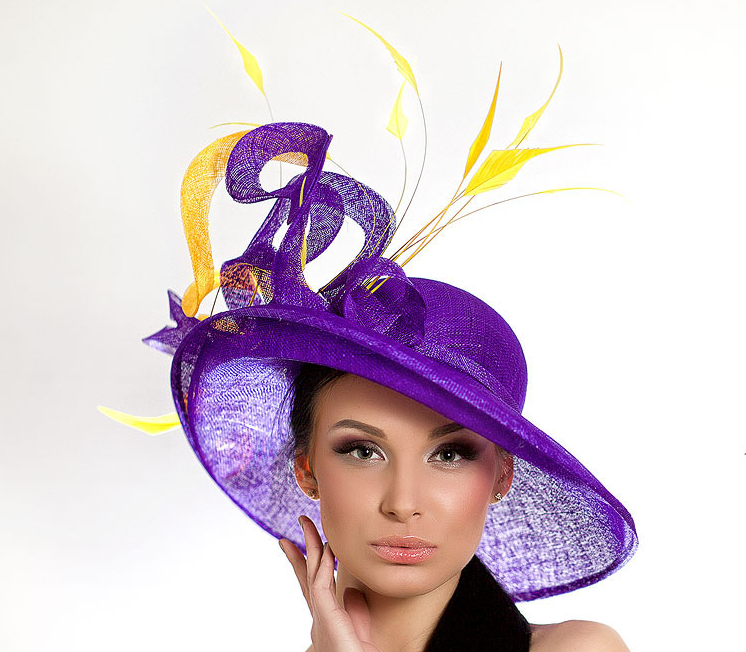 Шляпа, шляпа с полями, фиолетовая шляпа, шляпа с перьями, широкополая шляпа, летняя шляпа, шляпа для скачек, шляпа с бантом, вечерняя шляпа, красивая шляпа, дизайнерская шляпа, Анна Андриенко, головные уборы, купить шляпу, купить шляпу в Питере, купить шляпу Спб, эксклюзивная шляпа, Anna Andrienko, hat, hats, millinery, купить фиолетовую шляпу из синамей