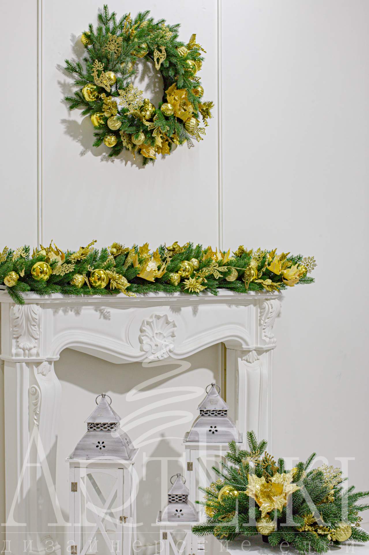 Новогодний декор для дома и офиса, комплект "Золотая капель"