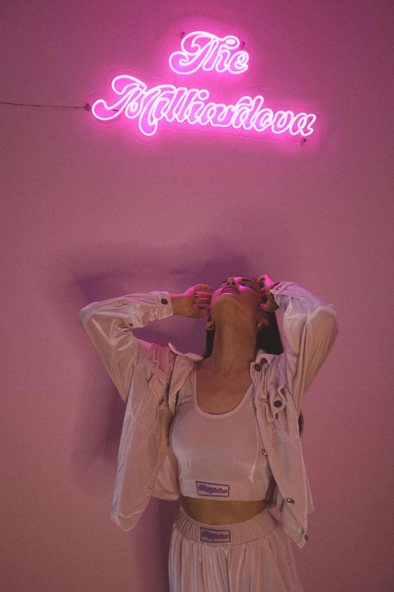 Бархатный костюм с топом, цвет шампань