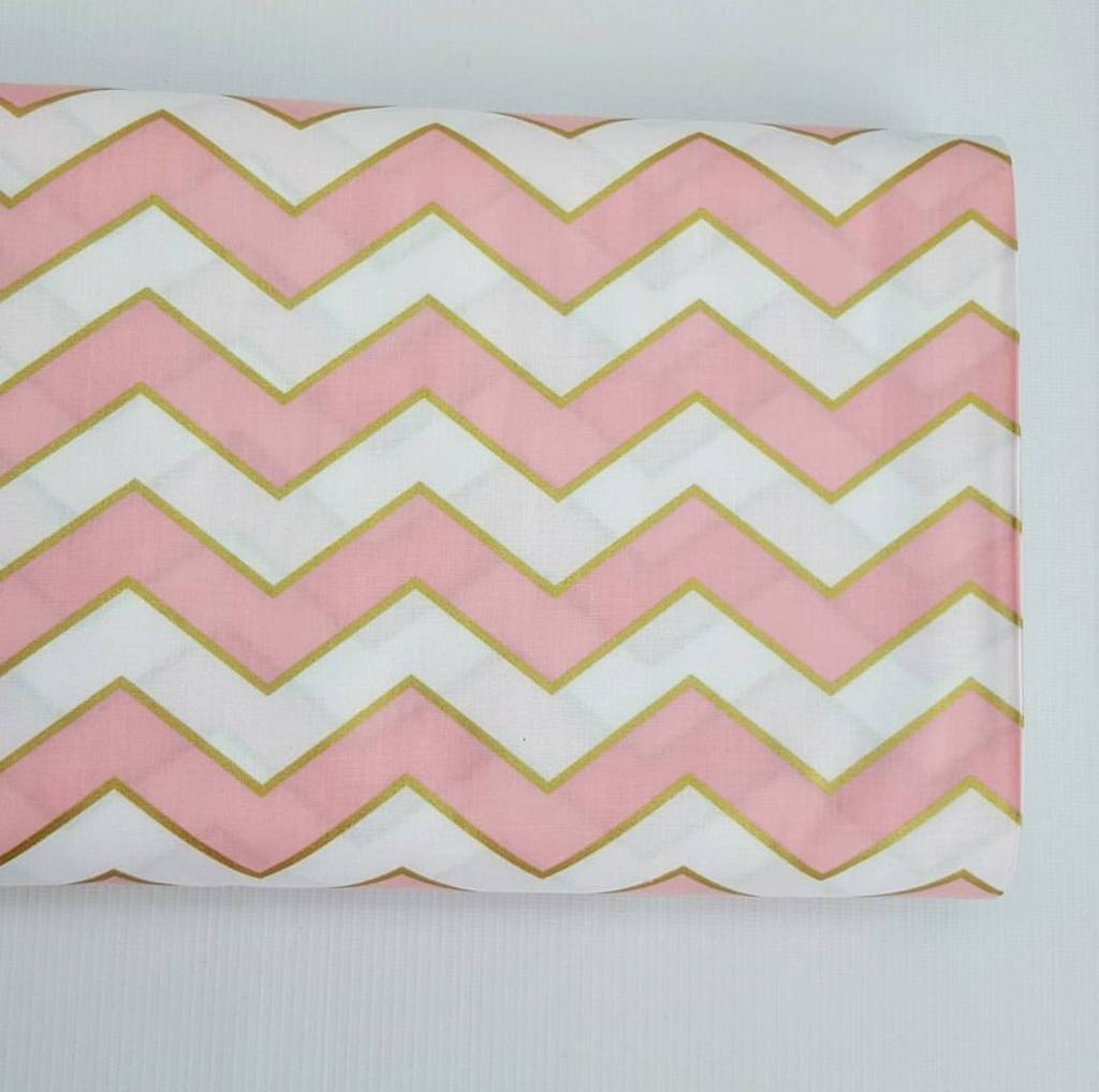 Glitz шеврон бело-розовый