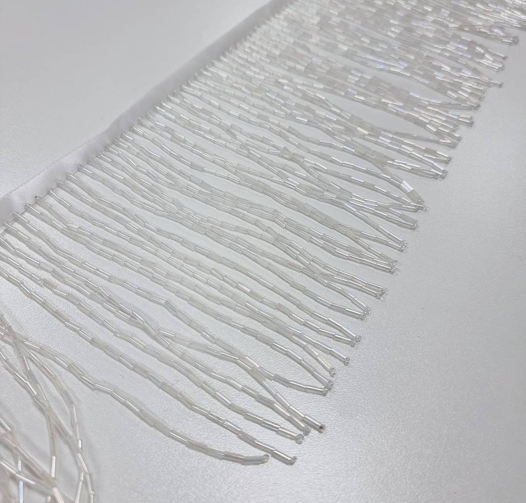 Тесьма со стеклярусом. Белый перламутр