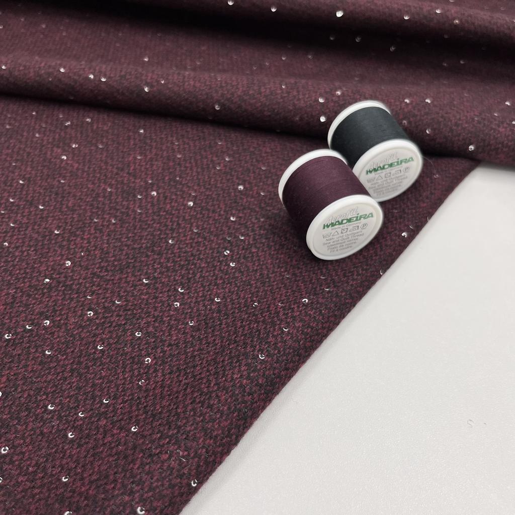 Шерстяной твид с пайетками. Прозрачная льдинка