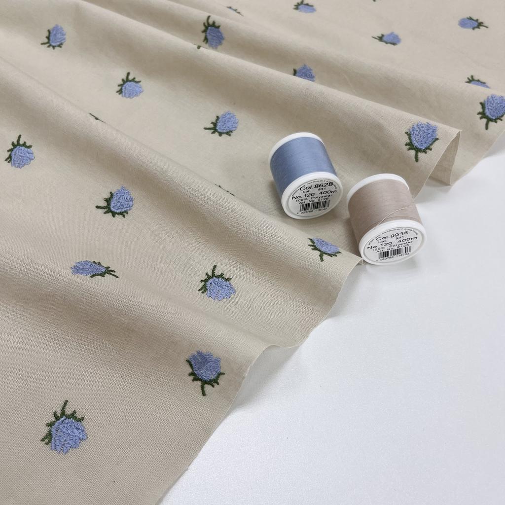 Полулен с вышивкой. Колокольчики на песочном