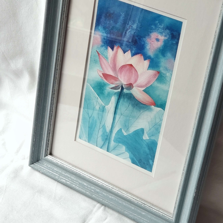 Картина акварелью "Лотос"