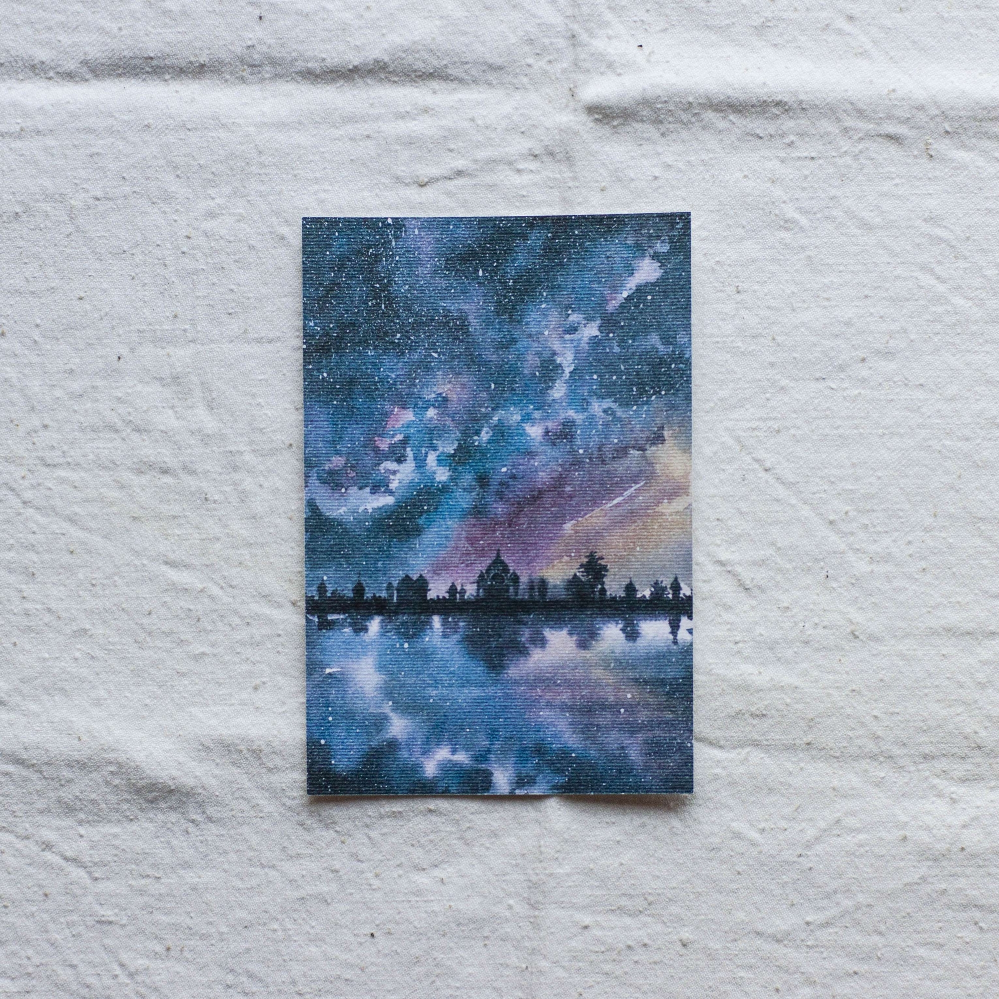 Открытка "Ночь над озером" | style 2