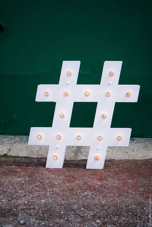 Хэштег Белый 75 см