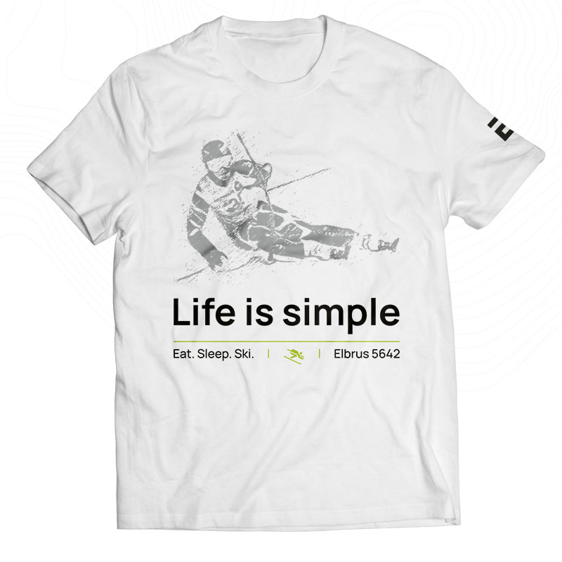 Футболка «Лыжник на Эльбрусе»