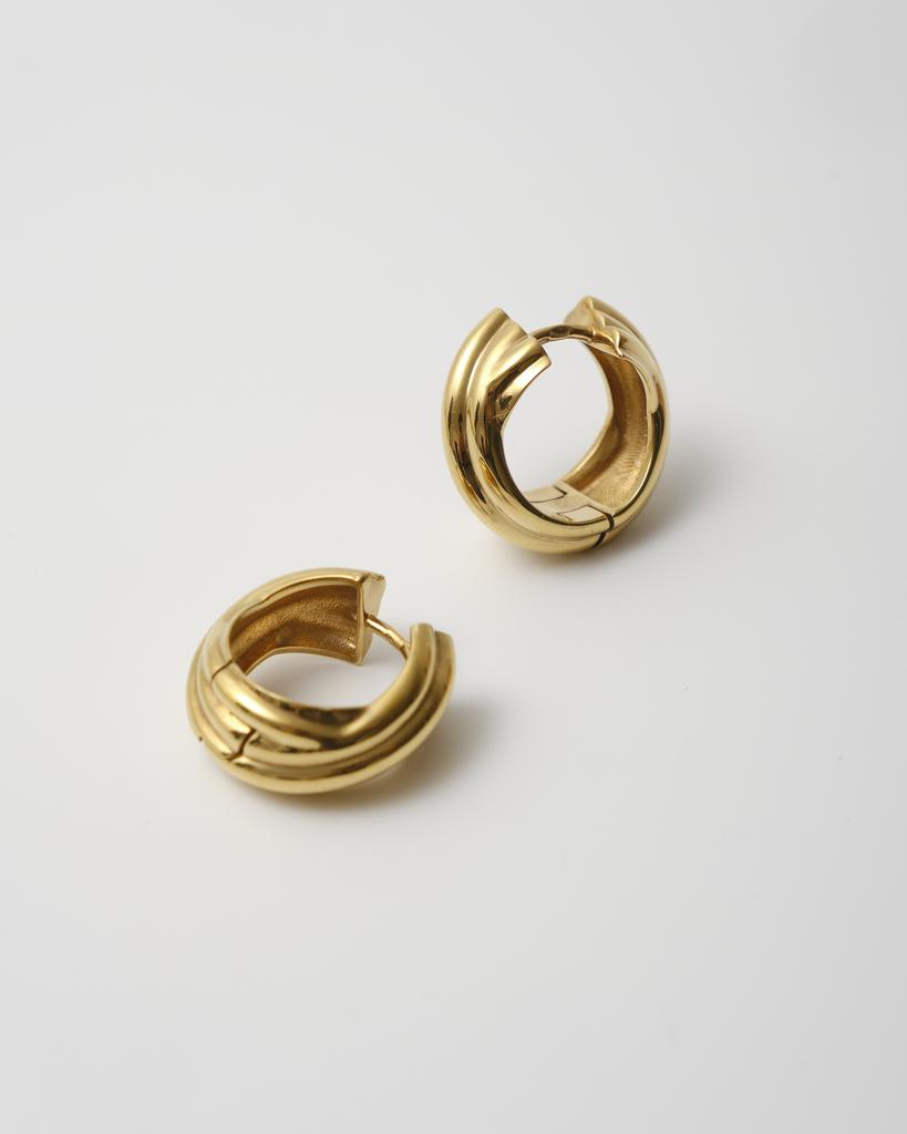 Серьги-кольца ROMAGNA с переплетением с позолотой