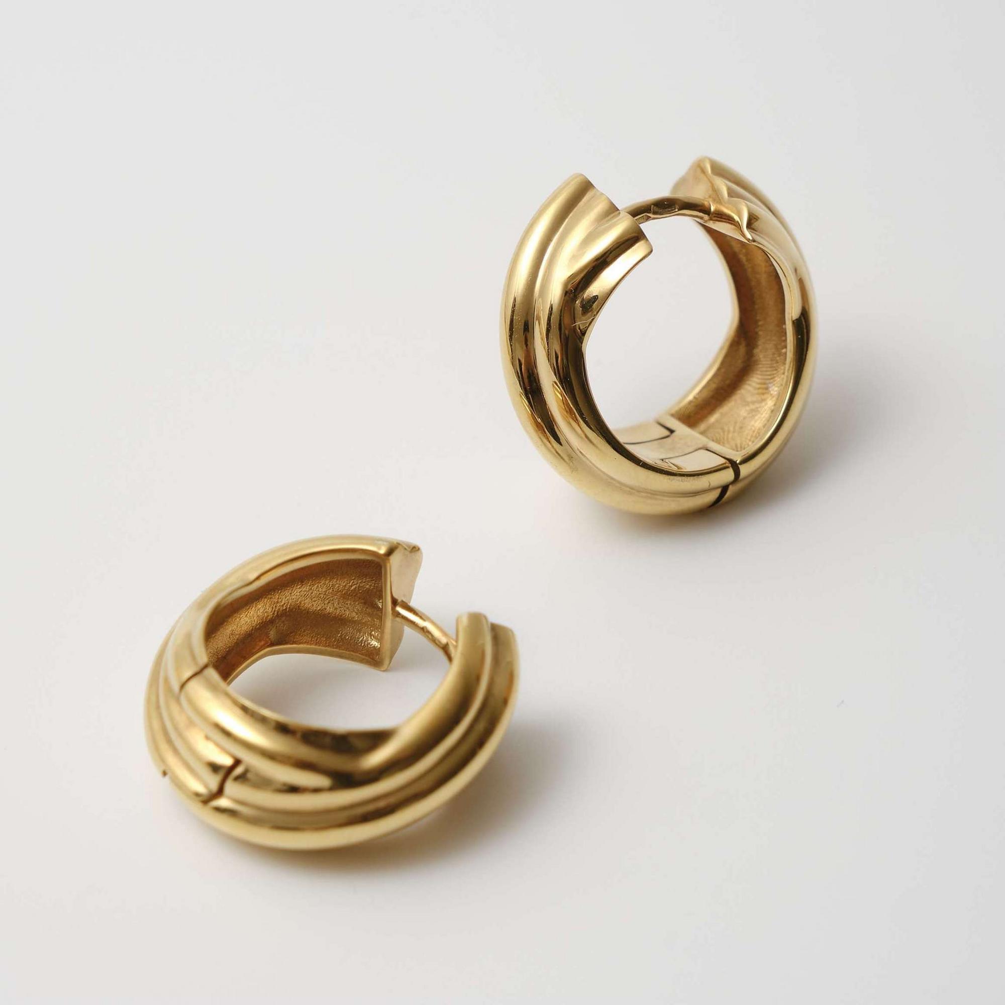 Серьги-кольца ROMAGNA с переплетением с позолотой