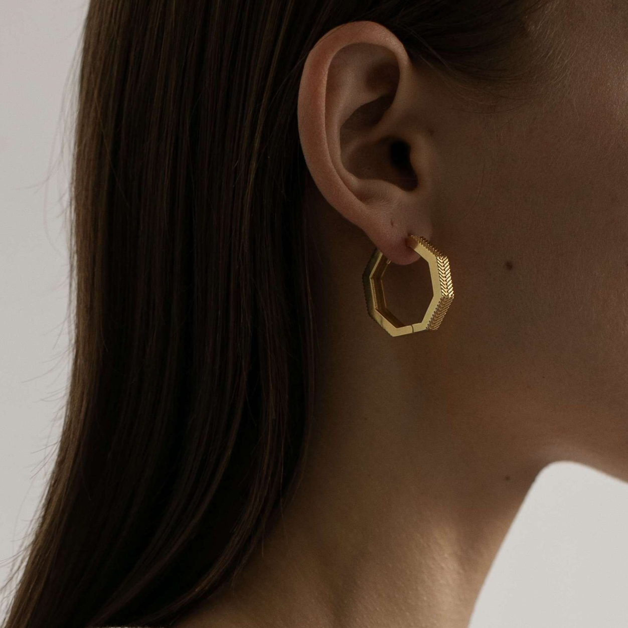 Серьги-кольца PESCARA восьмигранные с позолотой