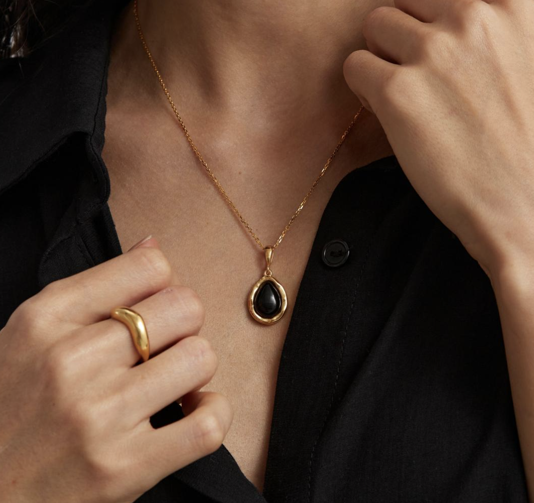 PREMIUM COLLECTION: Подвеска PATTI с каплей из черного агата