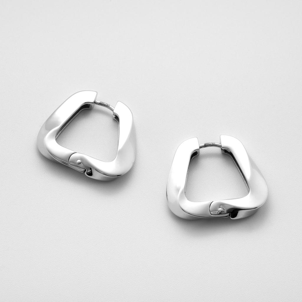 Серьги-хулахупы CREMA с родиевым покрытием