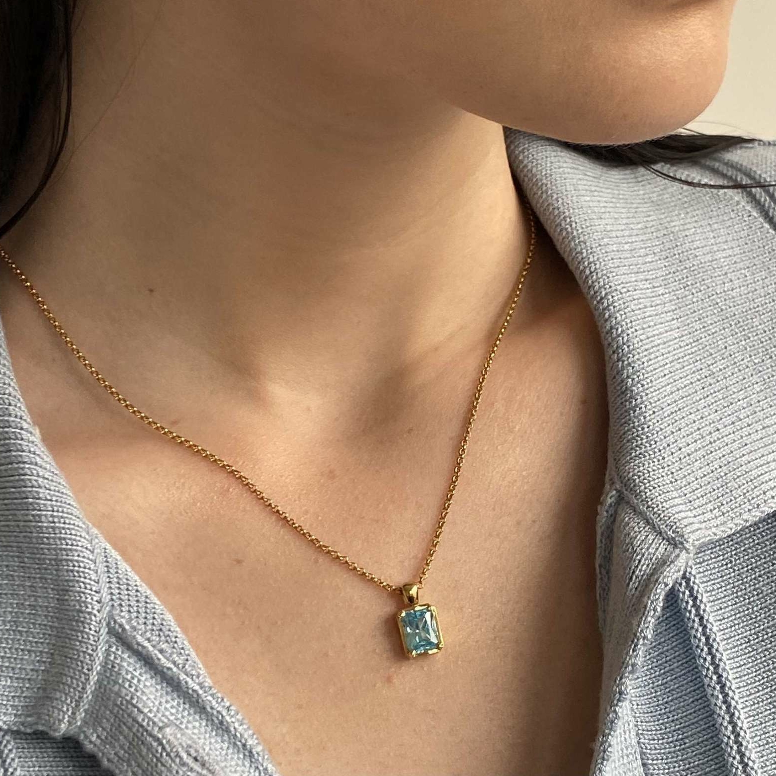 PREMIUM COLLECTION: Подвеска ORTONA с аквамариновым фианитом