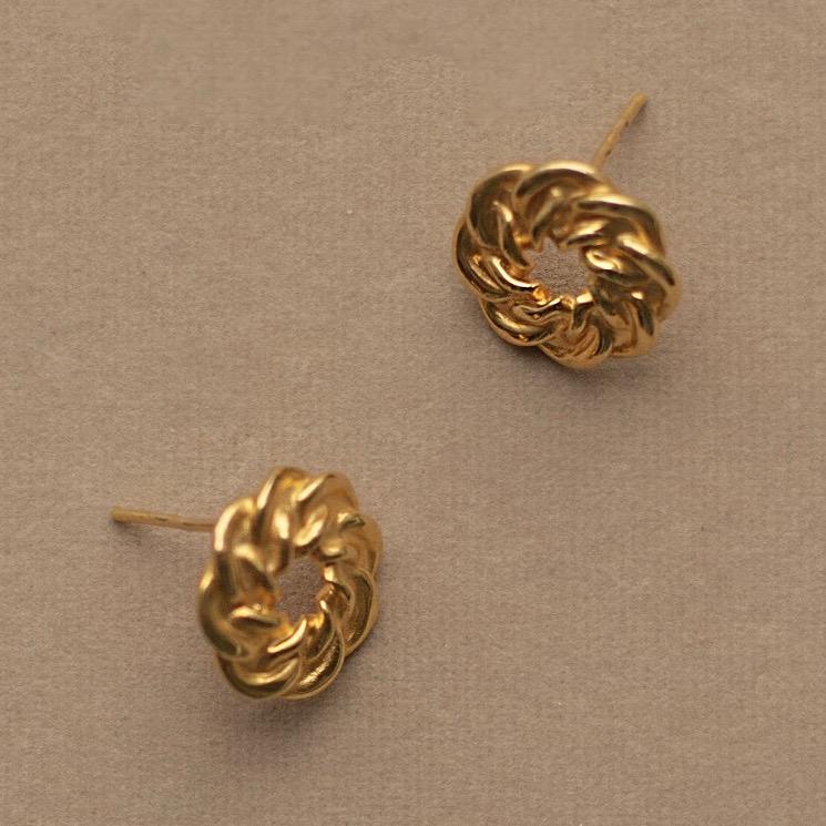 Серьги-кольца RIMINI с фактурой цепи с позолотой