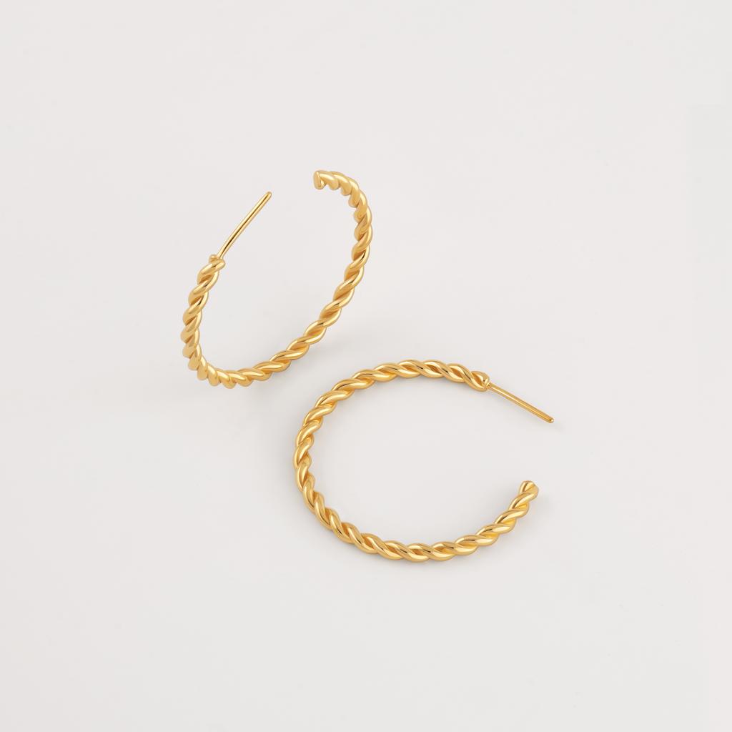 Серьги-хулахупы VITTORIA c плетениями с позолотой