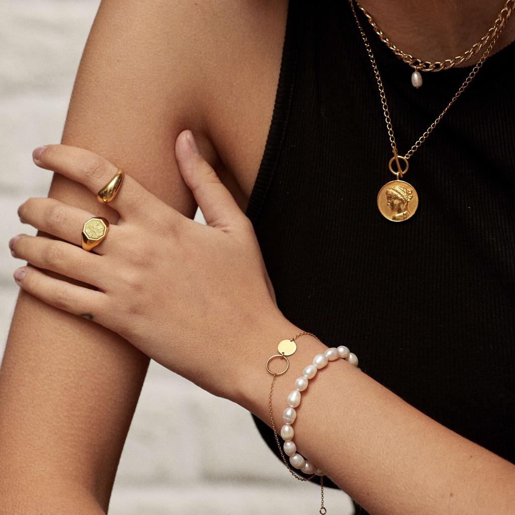 Браслет POSITANO c двумя колечками с позолотой