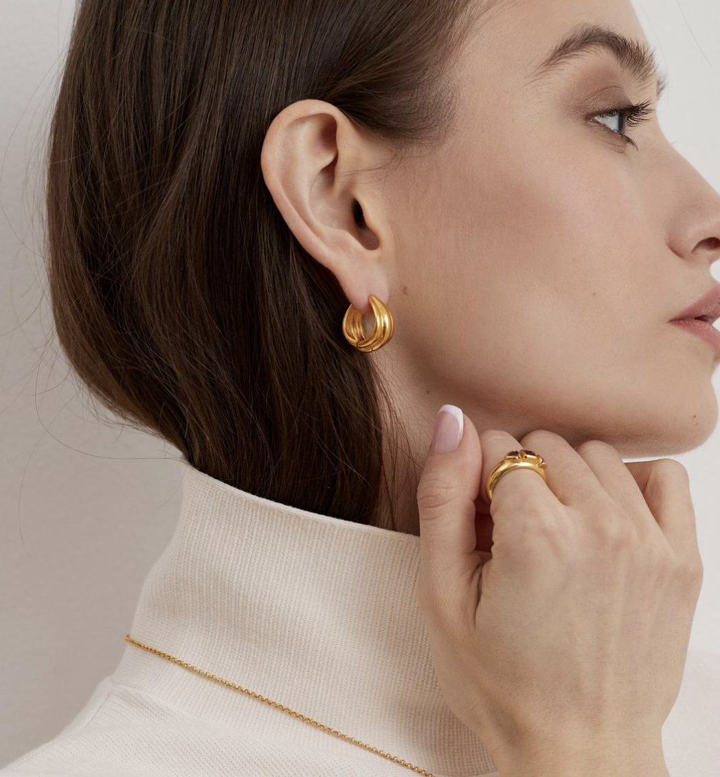 Серьги-кольца POMPEO с позолотой