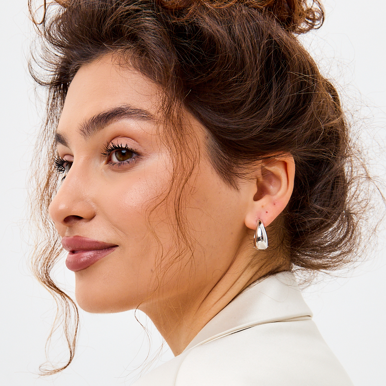 Серьги-груши CASSINO в родиевом покрытии