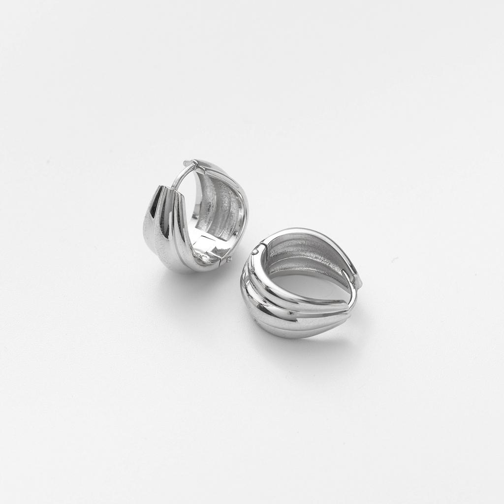 Серьги-кольца POMPEO в родиевом покрытии
