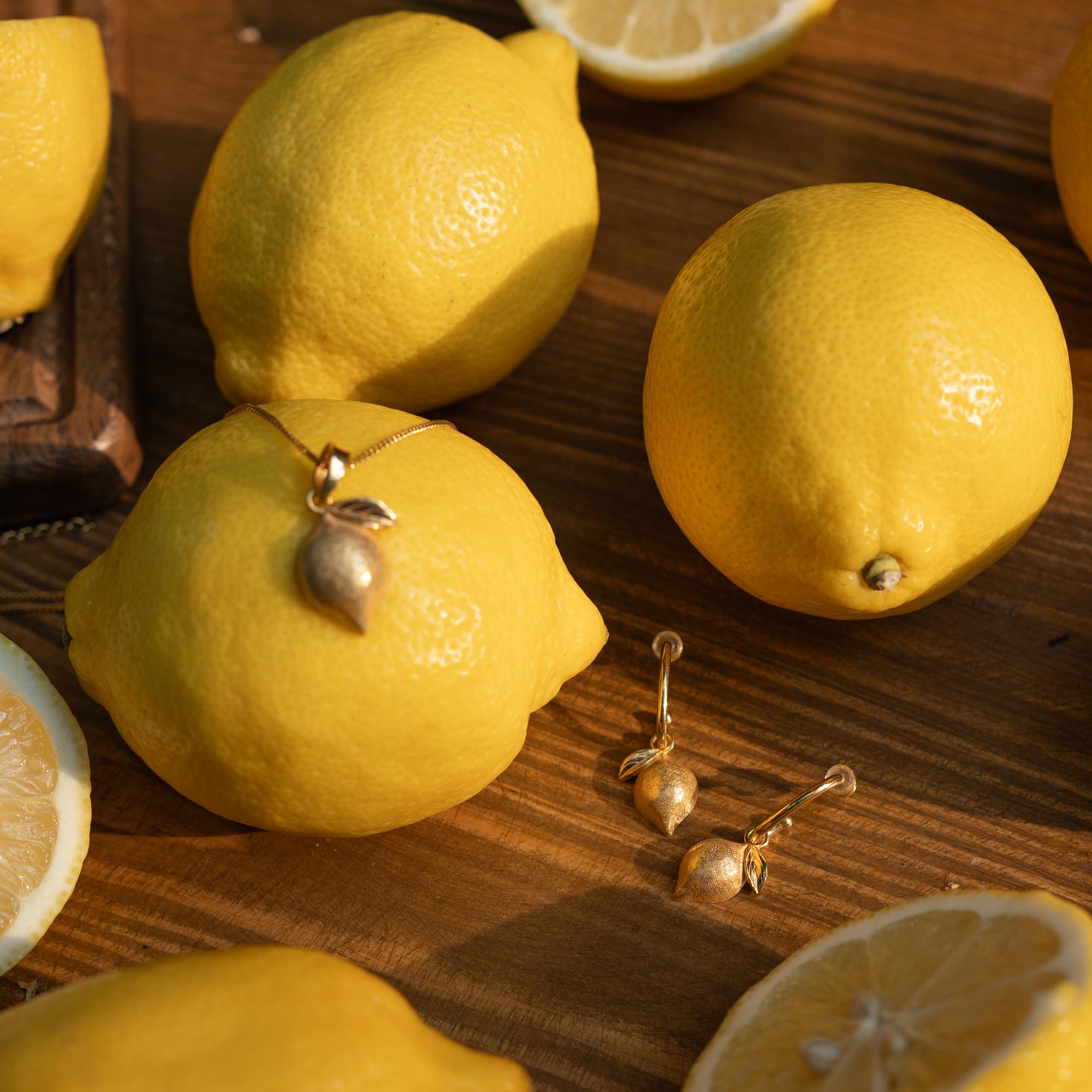 Серьги LIMONCELLO с лимонами фактурные с позолотой