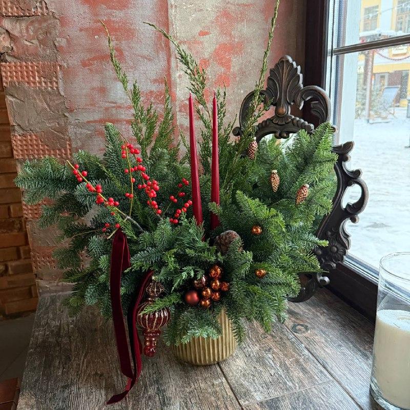 Новгодняя композиция со свечами