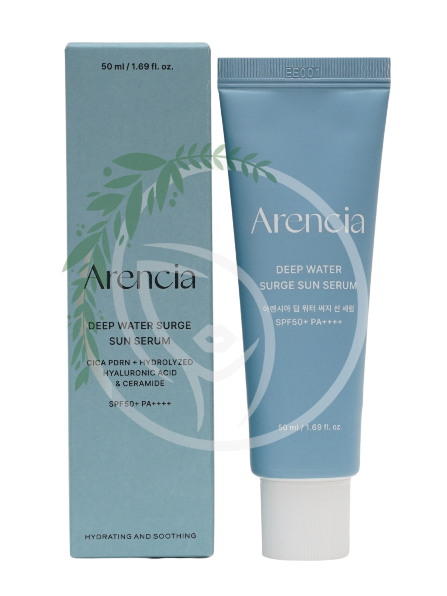 Легкая солнцезащитная сыворотка с ПДРН и пептидами Arencia Deep Water Surge Sun Serum SPF50 PA++++ 50 ml