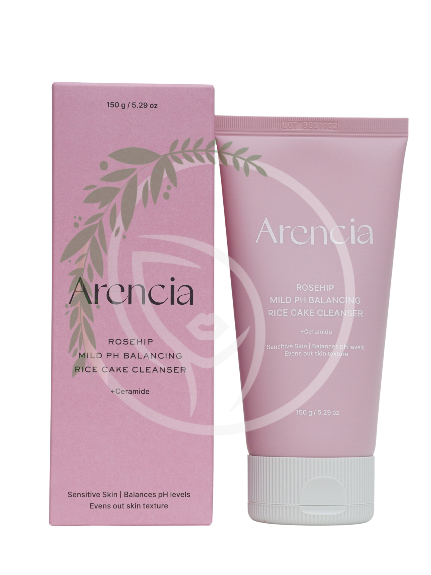 Мягкая пенка для умывания с экстрактом шиповника Arencia Rosehip Mild pH Balancing Rice Cake Cleanser 150g