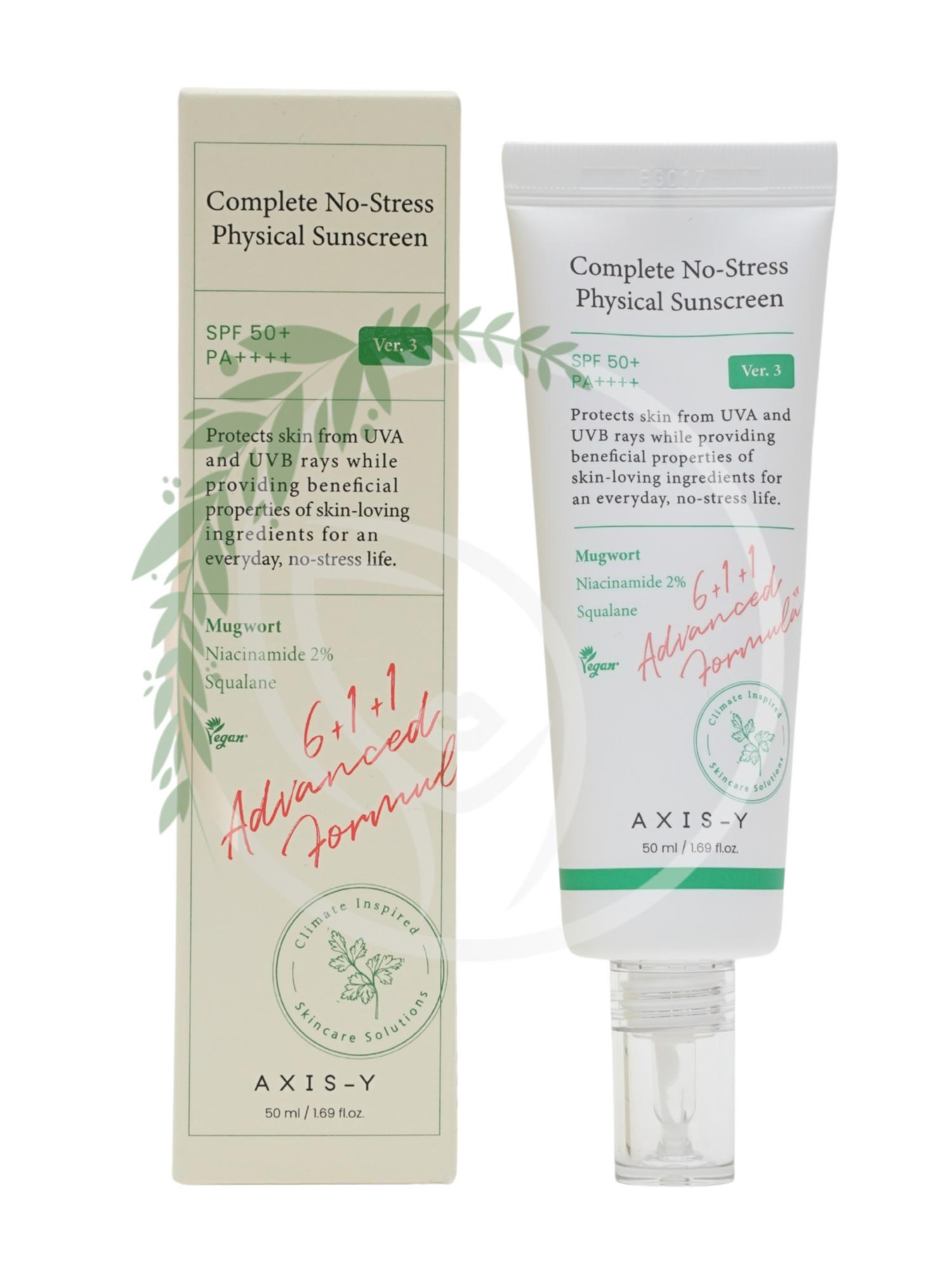 Легкий солнцезащитный крем AXIS-Y Complete No-Stress Physical Sunscreen SPF50+ PA++++ 50ml