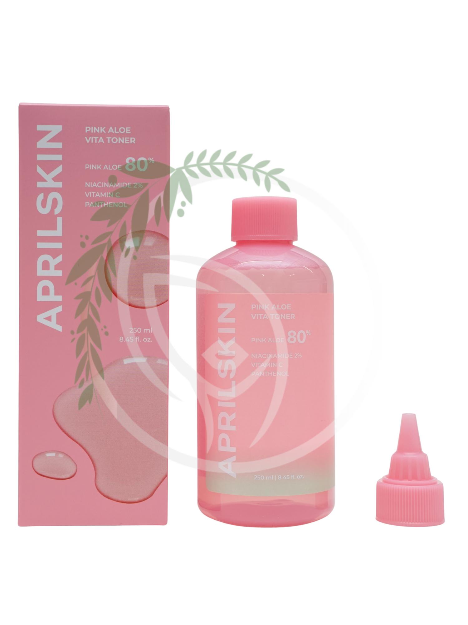 Успокаивающий и себорегулирующий тонер с розовым алоэ и ниацинамидом APRILSKIN Pink Aloe Vita Toner 250 ml