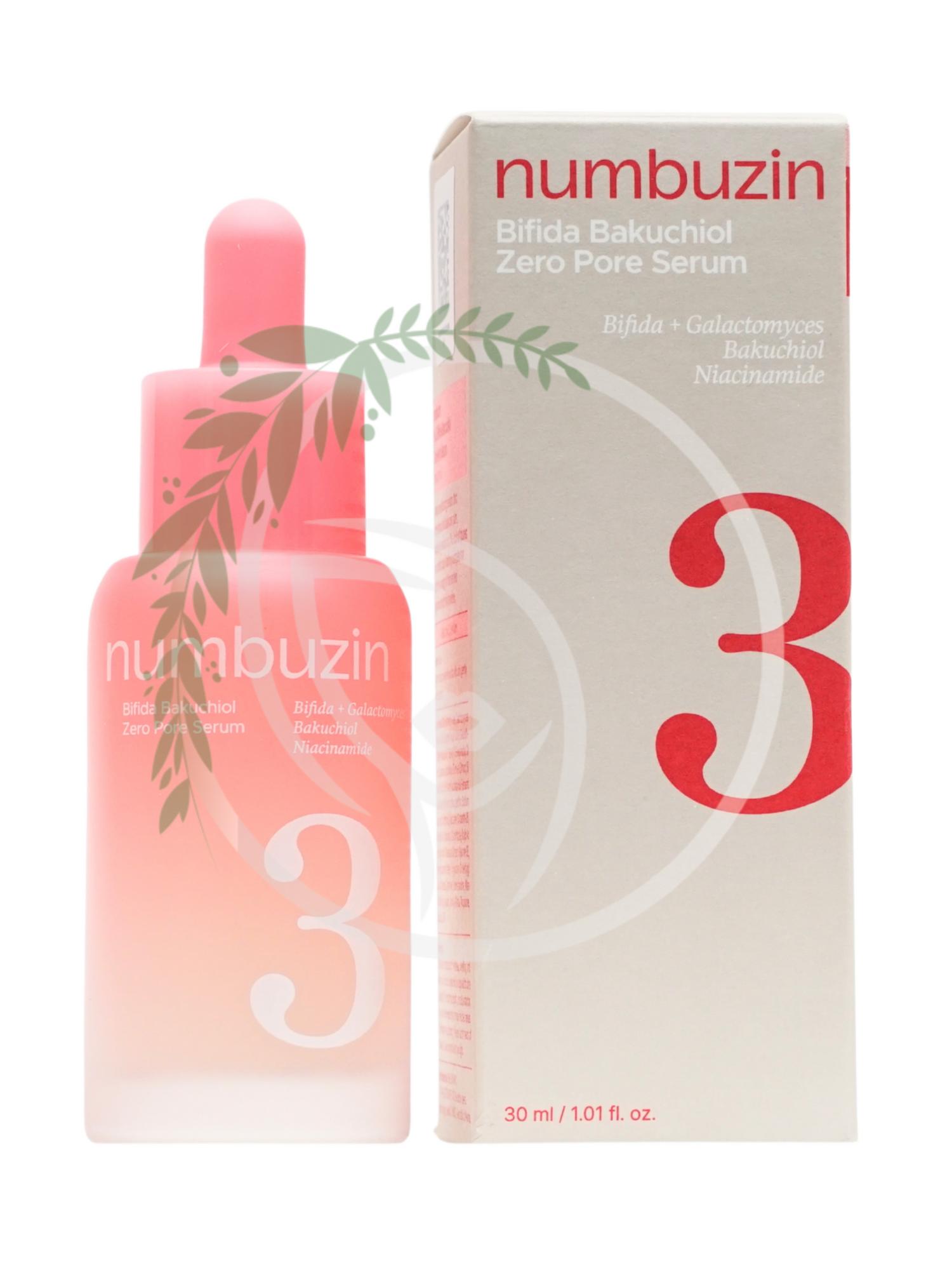 Сыворотка для сужения пор Numbuzin No.3 Bifida Bakuchiol Zero Pore Serum 30ml
