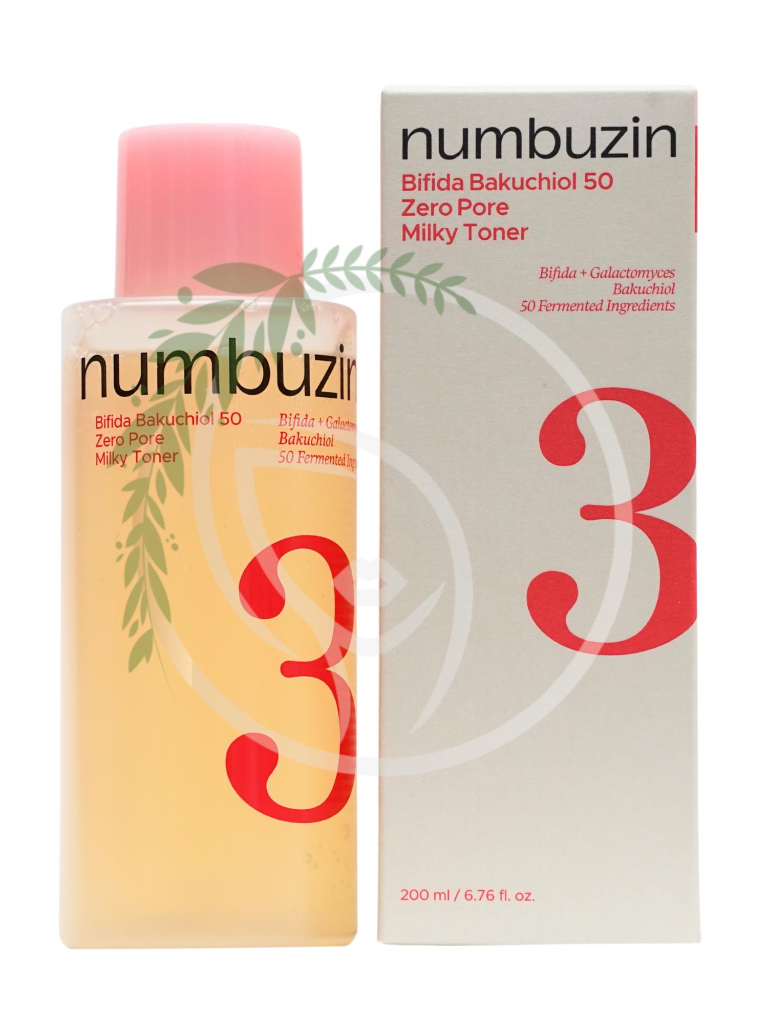 Молочный тонер Numbuzin No.3 Bifida Bakuchiol 50 Zero Pore Milky Toner 200ml